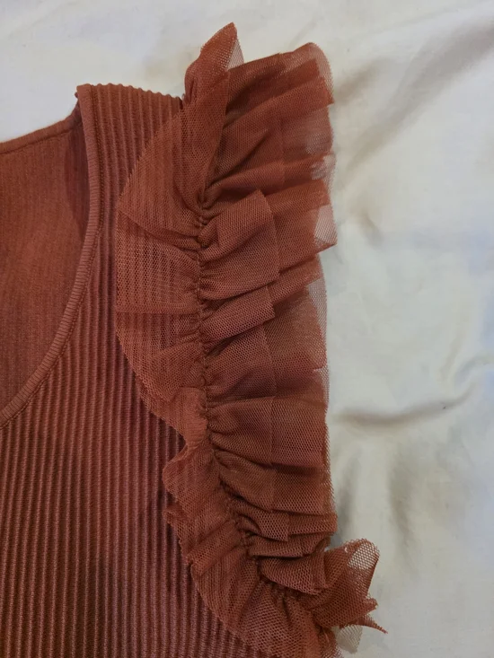 Bailey 44 Rust Ruffle Sleeve Ribbed Tank Top - Picture 2 of 11